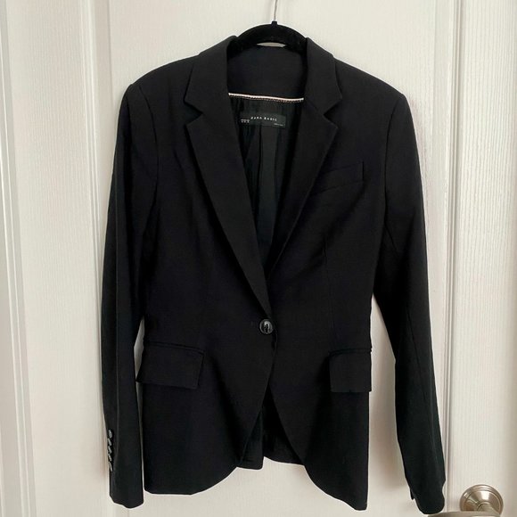 Zara Black Single Breasted One Button Blazer Size 4 - Picture 4 of 13